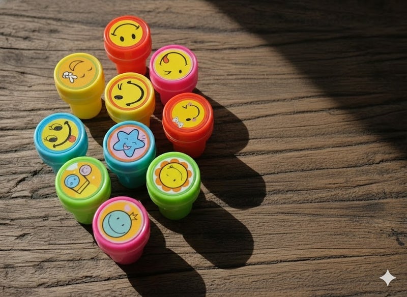 MindFit 10-Piece Smiley Face Stamp Set for Kids - Image 4