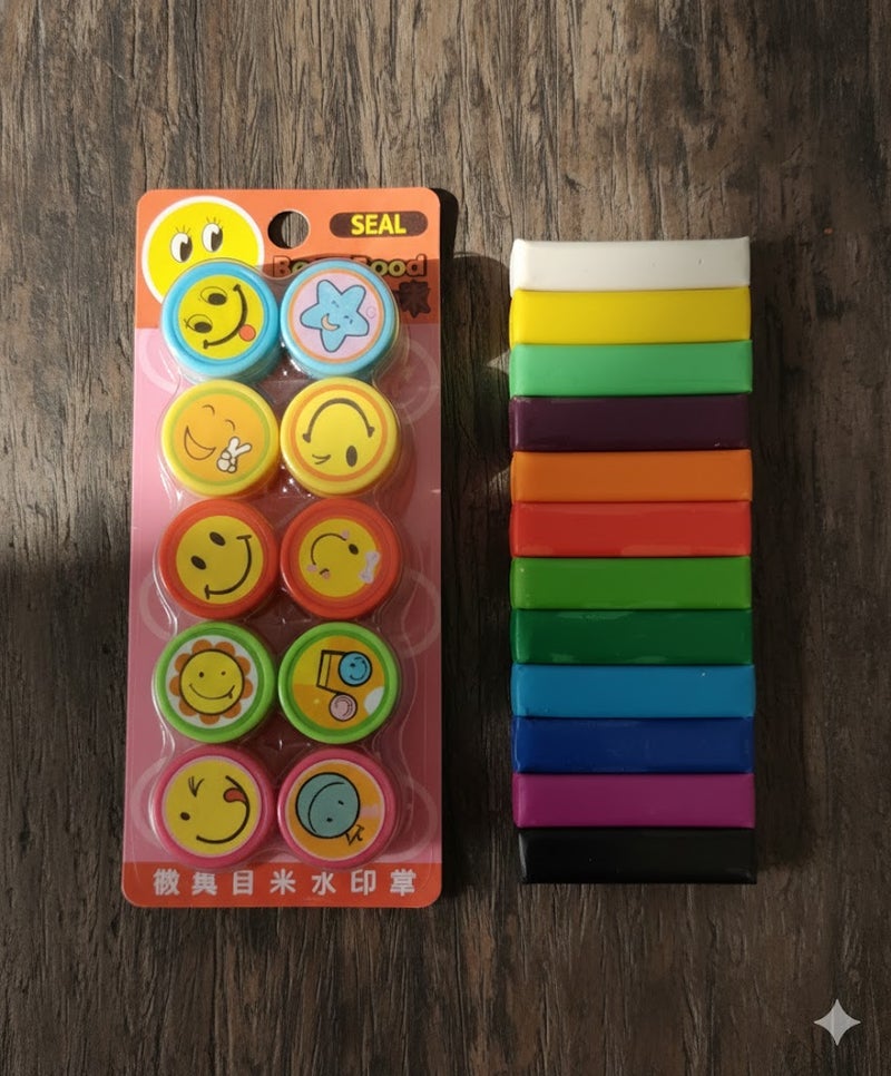 MindFit 10-Piece Smiley Face Stamp Set for Kids - Image 1