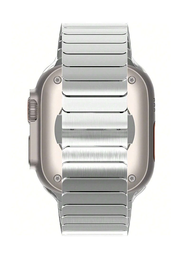 ELTRAZONE - Stainless Steel Band for Apple Watch Ultra Band  Metal Strap with Folding Clasp for Apple Watch Series 8 7 6 5 4 3 2 1 for Men (Black, 49mm 45mm 44mm 42mm) - Image 1