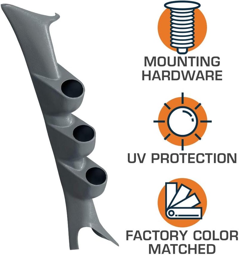 GlowShift Gray Triple Gauge Pillar Pod for 1999-2007 Ford Super Duty - Image 3