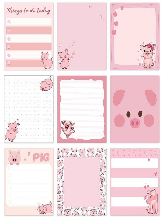 Saypacck 9 Pads Cute Sticky Notes Cartoon Self Stick Notepads 3x3 Inches Notes Adhesive Memo Pad Office Decor Gifts for Students School Teacher Office Meeting(Piggy) - Image 1