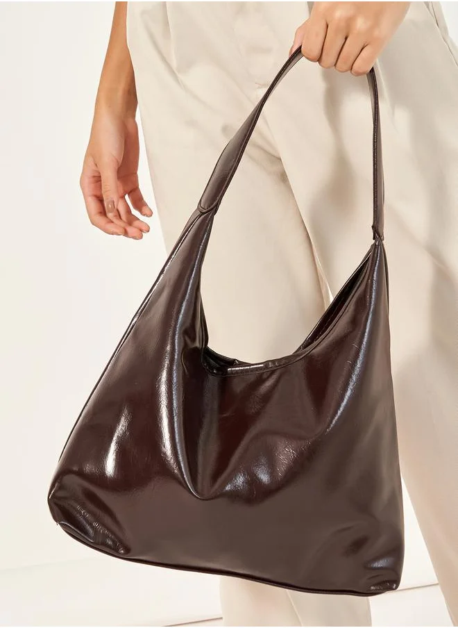 Styli Faux Leather Shoulder Bag with Zip Closure