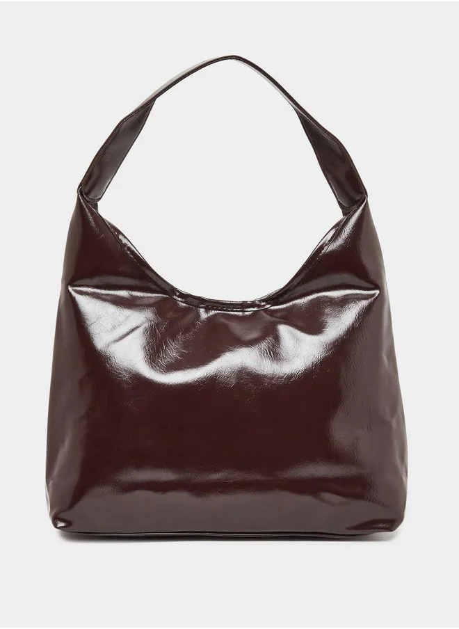 Styli Faux Leather Shoulder Bag with Zip Closure