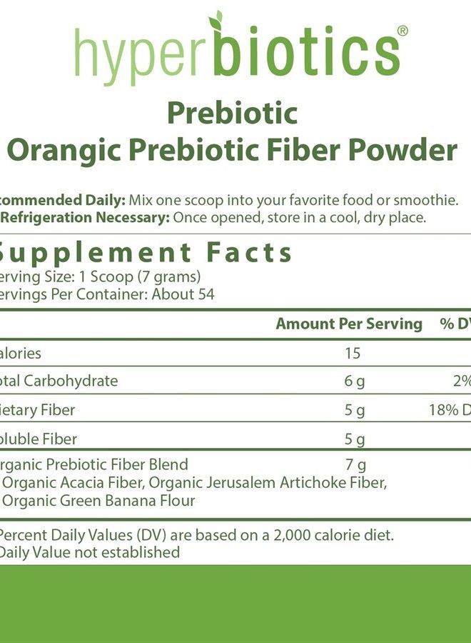 Hyperbiotics Vegan Organic Prebiotic Powder | Unflavored Fiber Supplement | Supports Healthy Digestion & Growth of Beneficial Gut Bacteria | Jerusalem Artichoke and Acacia | 54 Servings - Image 2