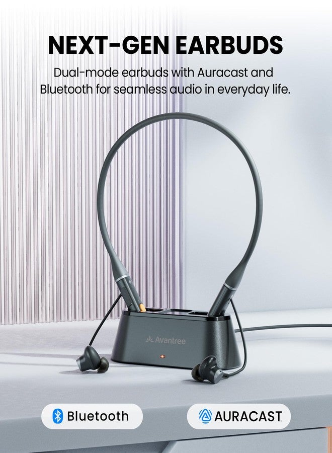 أفانتري سماعات أذن لاسلكية Avantree Loop Dock - Auracast للتلفزيون، سماعات رأس بلوتوث تُعلق حول الرقبة مع قاعدة شحن سهلة الاستخدام، صوت منخفض التأخير، 3 أوضاع مُعادل صوت مع صوت نقي، تصميم خفيف الوزن مناسب لكبار السن - Image 4