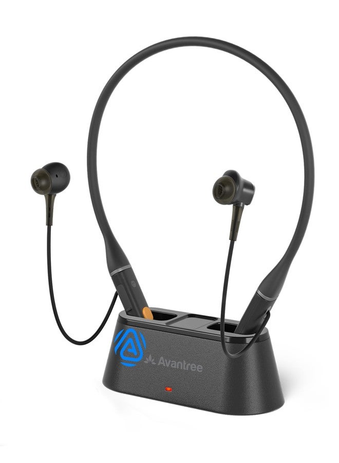 أفانتري سماعات أذن لاسلكية Avantree Loop Dock - Auracast للتلفزيون، سماعات رأس بلوتوث تُعلق حول الرقبة مع قاعدة شحن سهلة الاستخدام، صوت منخفض التأخير، 3 أوضاع مُعادل صوت مع صوت نقي، تصميم خفيف الوزن مناسب لكبار السن - Image 1