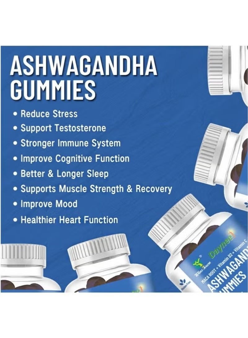 Daynee Ashwagandha Gummies – Stress Relief, Sleep Support & Immune Boost – 60 Count – With Vitamin C & D2 – Natural Herbal Supplement - Image 2