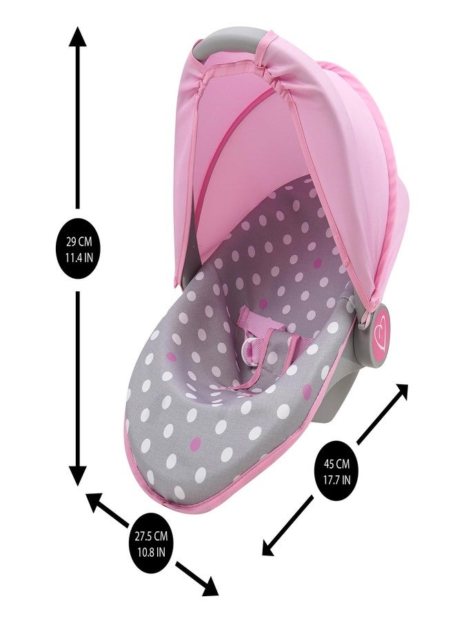 509 Crew: Cotton Candy Pink: 3-in-1 Doll Car Seat - Pink, Grey, Polka Dot - for Dolls Up to 18", Multifunctional, Retractable Canopy, Kids Ages 3+ - Image 3
