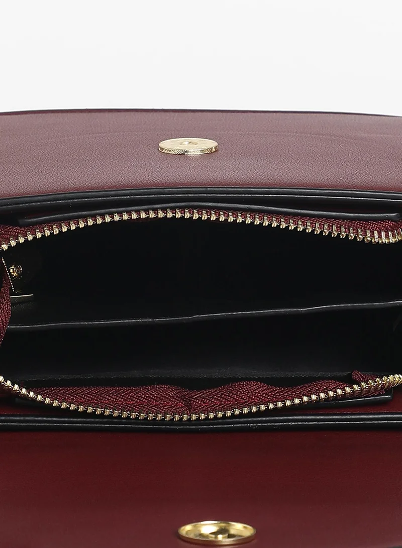 Haute Sauce Women's The Block Flap Hand Bag - Burgundy Red & Blush Pink