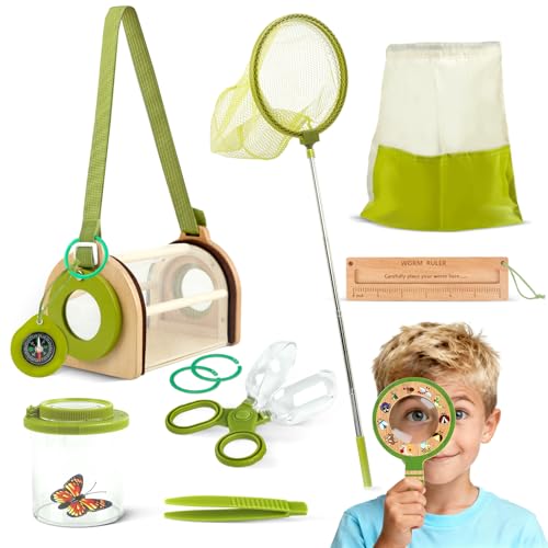 Marlrin Bug Catcher Kit for Kids Outdoor Explorer Toy Set with Butterfly Net Wooden Magnifying Glass Bug Container Other Adventure Kit for Backyard Bugs Hunting and Camping Gifts for Boys Girls Age 312 - Image 1