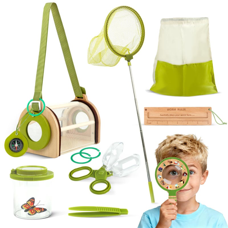 Marlrin Bug Catcher Kit for Kids Outdoor Explorer Toy Set with Butterfly Net Wooden Magnifying Glass Bug Container Other Adventure Kit for Backyard Bugs Hunting and Camping Gifts for Boys Girls Age 312 - Image 3