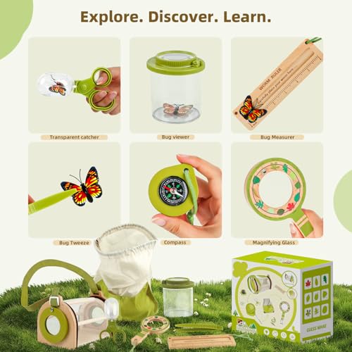 Marlrin Bug Catcher Kit for Kids Outdoor Explorer Toy Set with Butterfly Net Wooden Magnifying Glass Bug Container Other Adventure Kit for Backyard Bugs Hunting and Camping Gifts for Boys Girls Age 312 - Image 5