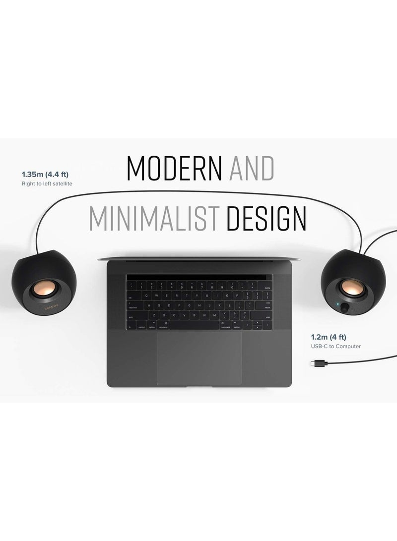 CREATIVE Pebble V3 Minimalistic 2.0 USB-C Desktop Speakers with USB Audio, Clear Dialog Enhancement, Bluetooth 5.0, 8W RMS with 16W Peak Power - Image 3