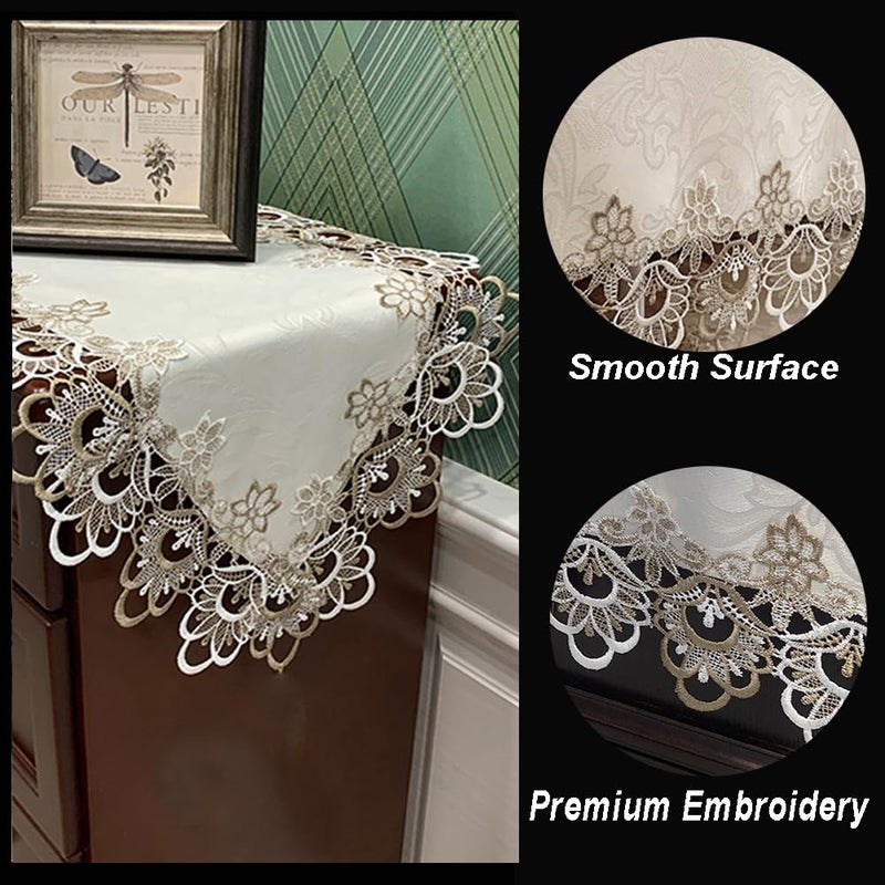 AMZALI Embroidered Placemats,Stain Resistant Lace Lunchmats Place Mats, Home Kitchen Dining Table Mats Doilies, Round Lace Placemats Table Centerpiece, Topper Pack of 4, Round 16 Inch - Image 5