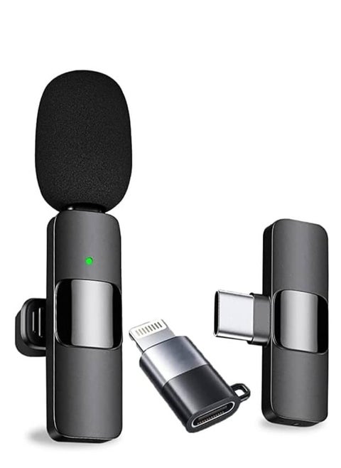 K8 Wireless Microphone - Plug and Play Omnidirectional Microphone for Interviews and Live Streaming YouTube Video Compatible with All Types of Phones - Hyper Cardioid - Black[