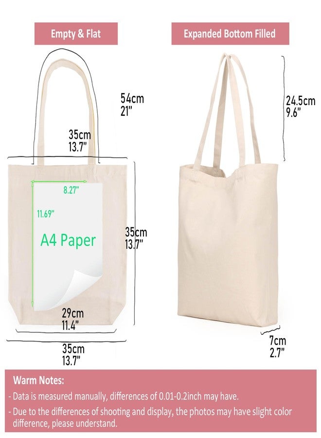 Koolmox Beige Canvas Tote Bags, 6-Pack 13.5x13.5inch 12Oz Heavy Duty Cotton Bags with Handles and Bottom, Reusable Grocery Shopping Bag Bulk Sublimation Tote Bags Blank for Teachers Crafts, Beige, - Image 5