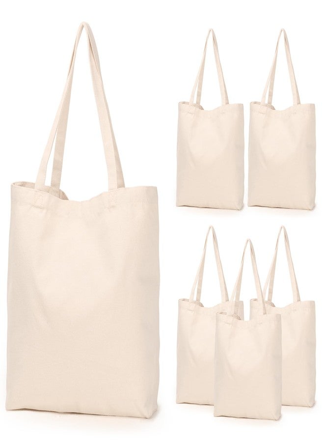 Koolmox Beige Canvas Tote Bags, 6-Pack 13.5x13.5inch 12Oz Heavy Duty Cotton Bags with Handles and Bottom, Reusable Grocery Shopping Bag Bulk Sublimation Tote Bags Blank for Teachers Crafts, Beige, - Image 1