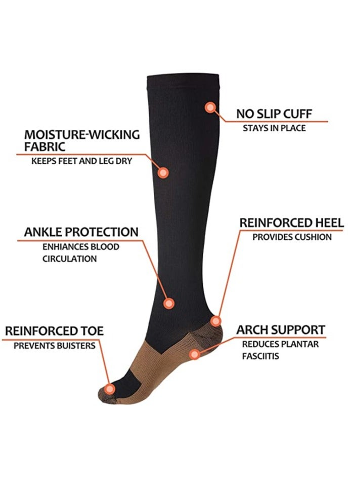 Copper Compression Socks for Women  Men Circulation - Best for Running, Athletics, Cycling, Nurses, Flight, and Traveling (8 Pairs) - Image 2