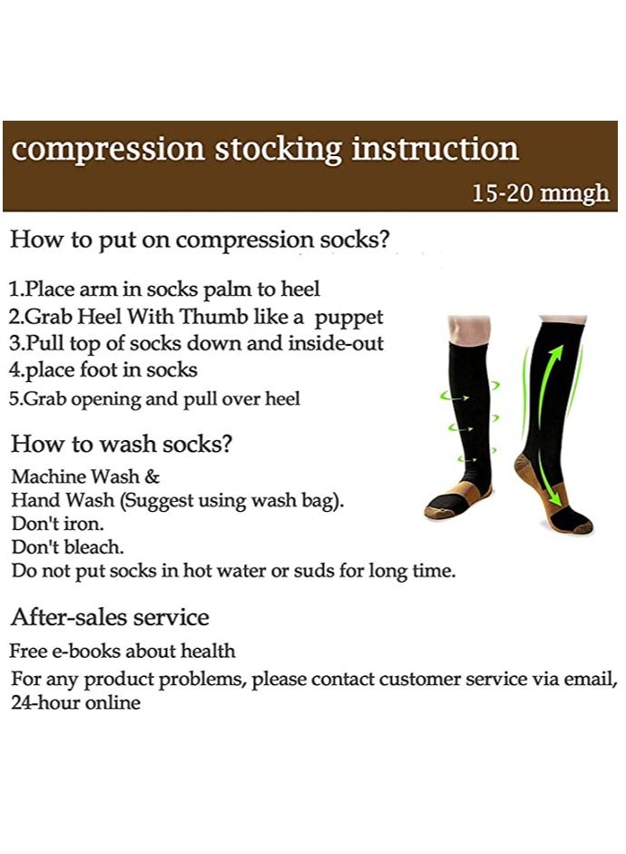 Copper Compression Socks for Women  Men Circulation - Best for Running, Athletics, Cycling, Nurses, Flight, and Traveling (8 Pairs) - Image 3