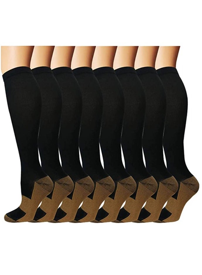 Copper Compression Socks for Women  Men Circulation - Best for Running, Athletics, Cycling, Nurses, Flight, and Traveling (8 Pairs) - Image 1