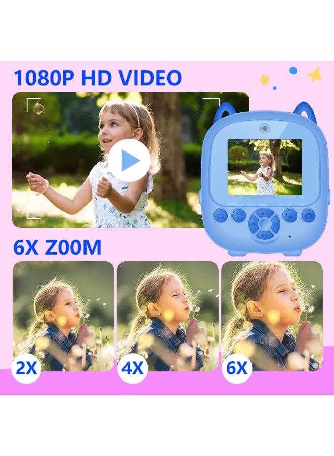 كاميرا فورية ، كاميرا مزدوجة العدسة 1080P للأطفال الطباعة الفورية للفتيان والفتيات هدايا عيد الميلاد ، كاميرات رقمية 1080P للأطفال المراهقين مع ورقة الطباعة ، بطاقة 32GB ، لعبة Toddle لعمر 4-12 سنة - Image 5