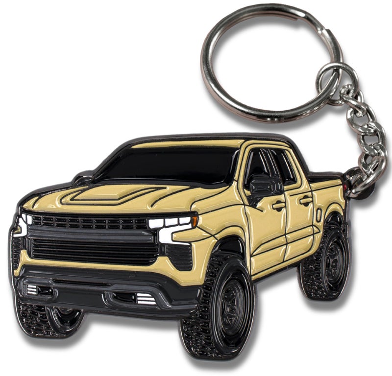FOUR WHEEL BEAST Chevy Keychain Compatible with Chevy Silverado 1500 Accessories Toy Truck Gifts Men Key Fob Sand Dune