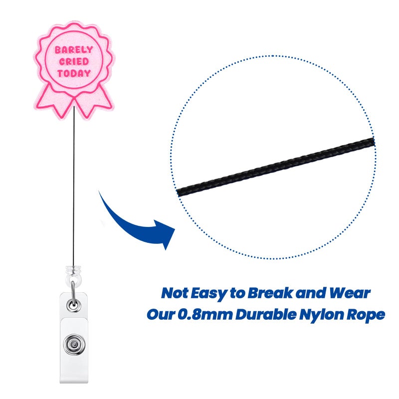 BEZTN Barely Cried Today Funny Badge Reel, Cute Pink Ribbon Retractable ID Card Badge Holder, Name Tag Medical Work Badge Clip for RN LPN CNA MA ER Night Shift Nurse Paramedic Doctor Teachers, Nurse Gifts - Image 5