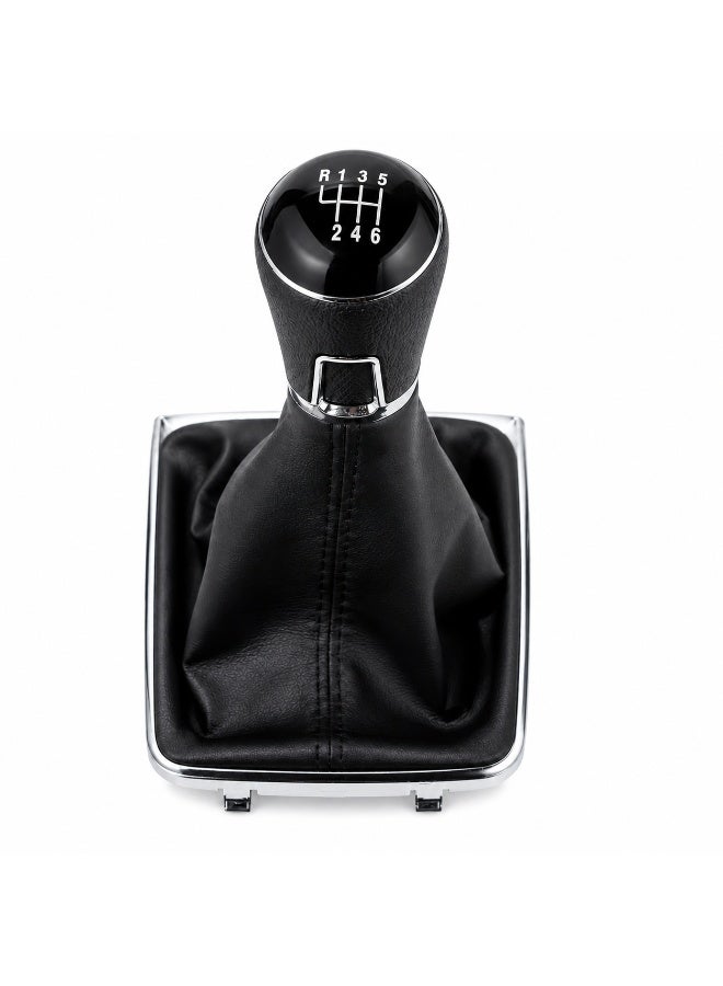 6-Speed Manual Gear Shift Knob for Volkswagen Passat B7 2011-2015, Black PU Leather & Plastic Shifter Handle - Image 1