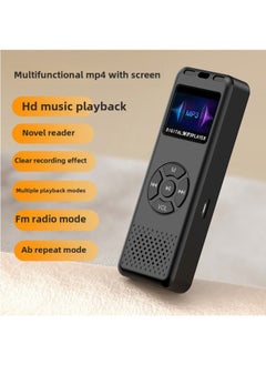 With Screen MP3/MP4 Walkman Player Bluetooth Recording Pen FM Music Player Novel Listening-Body Color:Black With Screen + Bluetooth [music Recording, Novel Radio And Multi-function]-Memory Capacity:8gb [hifi Hd Sound Quality + Magnetic Speaker]