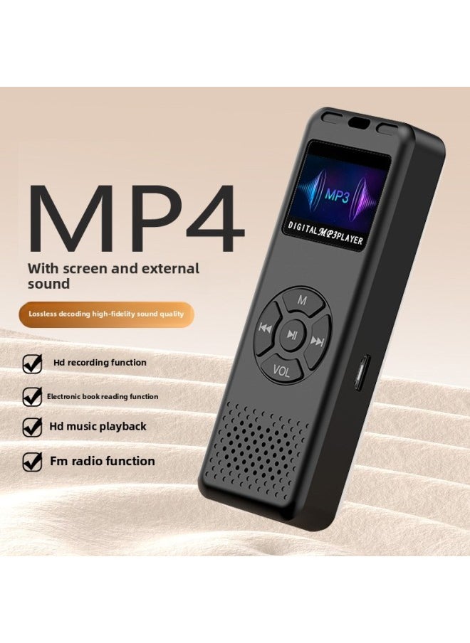 Generic - With Screen MP3/MP4 Walkman Player Bluetooth Recording Pen FM Music Player Novel Listening-Body Color:Black With Screen + Bluetooth [music Recording, Novel Radio And Multi-function]-Memory Capacity:8gb [hifi Hd Sound Quality + Magnetic Speaker] - Image 1