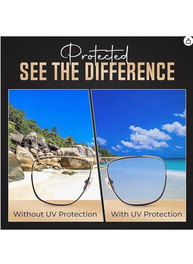 نظارات شمسية رجالية بإطار ذهبي طراز أفياتور بعدسات متدرجة باللون الأزرق، هيكل معدني خفيف الوزن، مناسبة للقيادة والاستخدام اليومي - Image 5