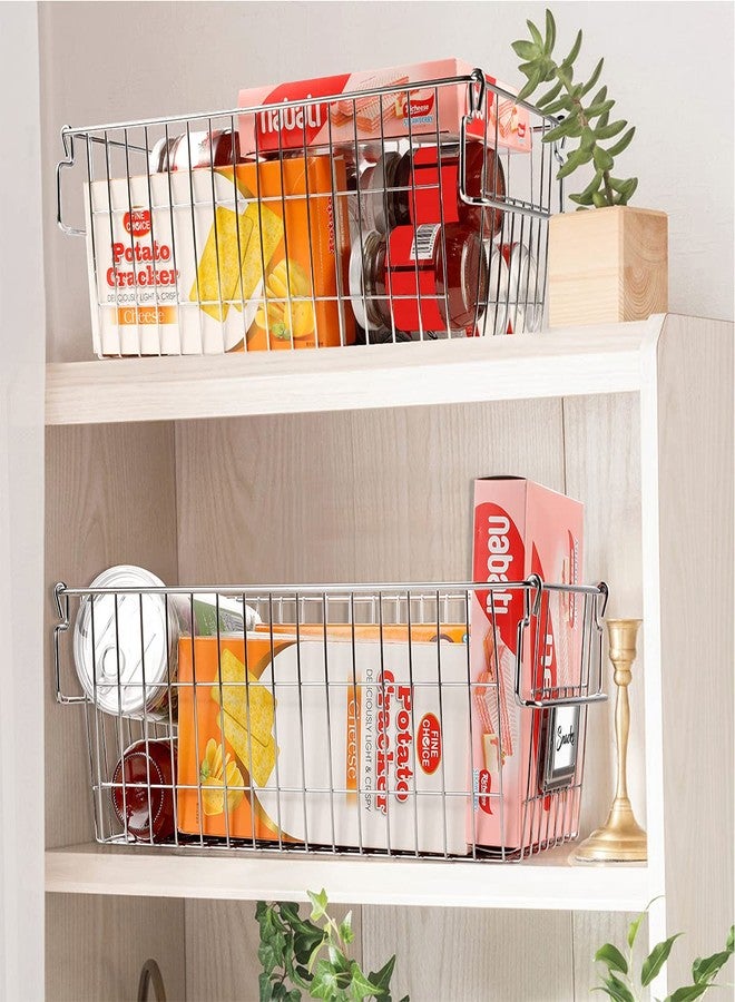 Orgneas Stackable Chest Freezer Baskets Organizer Bins, Metal Wire Baskets Pantry Organizer Vegetables and Fruits Baskets with Tag Slot for Potato Onion Storage - Image 3