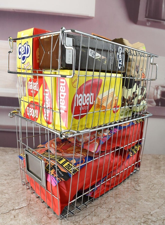 Orgneas Stackable Chest Freezer Baskets Organizer Bins, Metal Wire Baskets Pantry Organizer Vegetables and Fruits Baskets with Tag Slot for Potato Onion Storage - Image 4