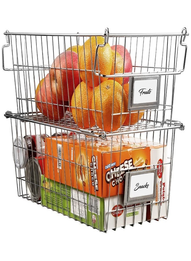 Orgneas Stackable Chest Freezer Baskets Organizer Bins, Metal Wire Baskets Pantry Organizer Vegetables and Fruits Baskets with Tag Slot for Potato Onion Storage - Image 2