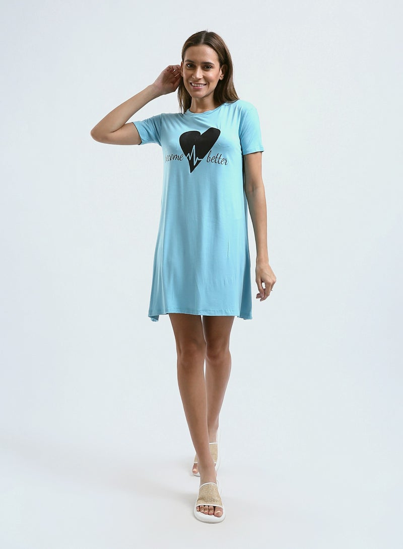 Mesery Sleepshirt Cotton Short Sleeves Printed  - Image 1