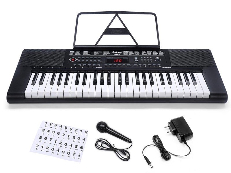 Juarez Octavé JRK490 49-Key Portable Electronic Teaching Keyboard Piano with LED Display|Adapter | Key Note Stickers|Mic|Music Sheet Stand |200 Rhythms |200 Timbres|50 Demos|USB Output|49 Percussions - Image 1