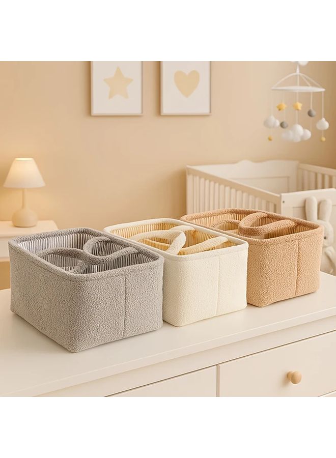 سلة تخزين حفاضات بيضاء محمولة بأقسام منظم متعدد الأغراض - Image 4