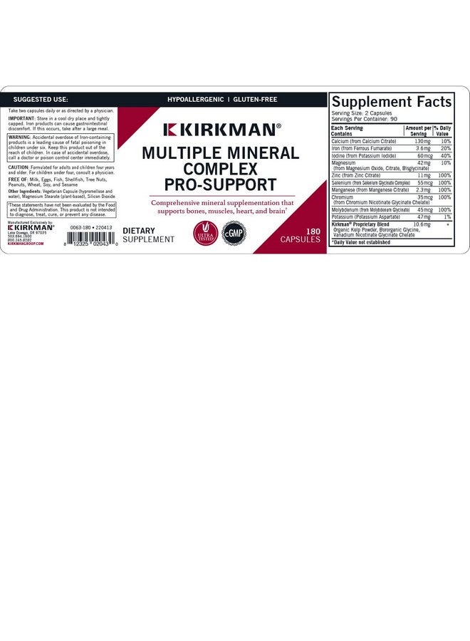 Kirkman Multiple Mineral Complex Prosupport Hypoallergenic  180 Vegetarian Capsules  Minerals - Image 4