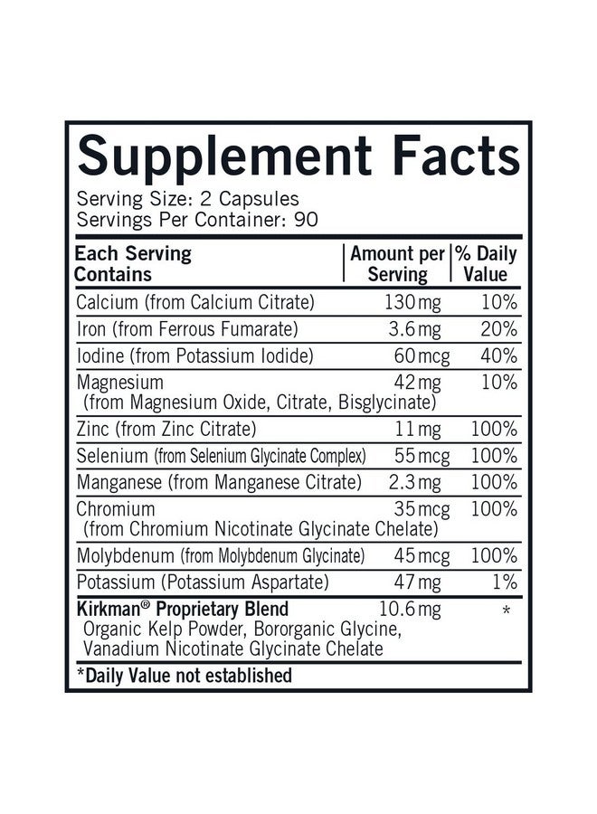 Kirkman Multiple Mineral Complex Prosupport Hypoallergenic  180 Vegetarian Capsules  Minerals - Image 3