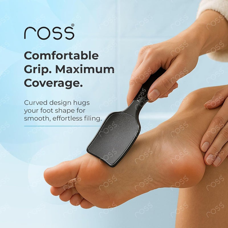 Ross Curved Foot File Scrubber – Wide Surface Callus Remover for Cracked Heels & Dead Skin | Pedicure Tool with Anti-Slip Handle & Hanging Loop | Professional Foot Care for Smooth Feet (Black) - Image 5