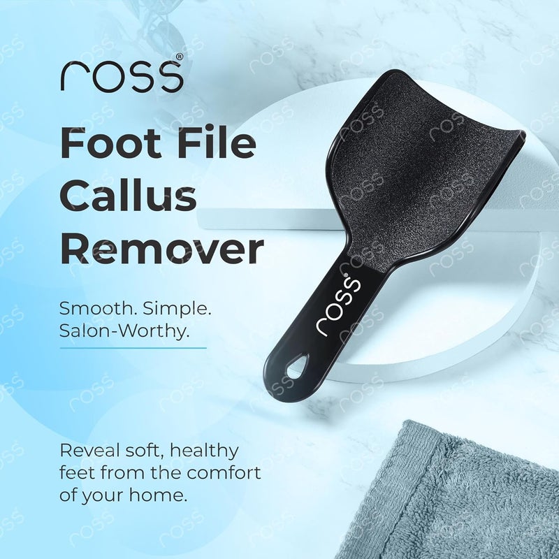 Ross Curved Foot File Scrubber – Wide Surface Callus Remover for Cracked Heels & Dead Skin | Pedicure Tool with Anti-Slip Handle & Hanging Loop | Professional Foot Care for Smooth Feet (Black) - Image 2