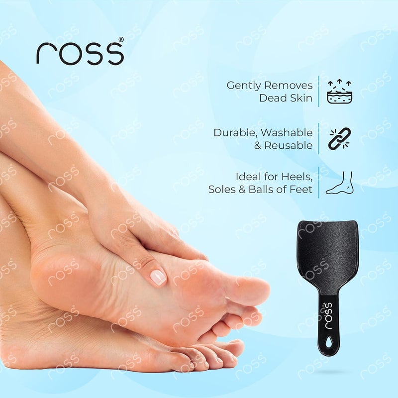 Ross Curved Foot File Scrubber – Wide Surface Callus Remover for Cracked Heels & Dead Skin | Pedicure Tool with Anti-Slip Handle & Hanging Loop | Professional Foot Care for Smooth Feet (Black) - Image 3