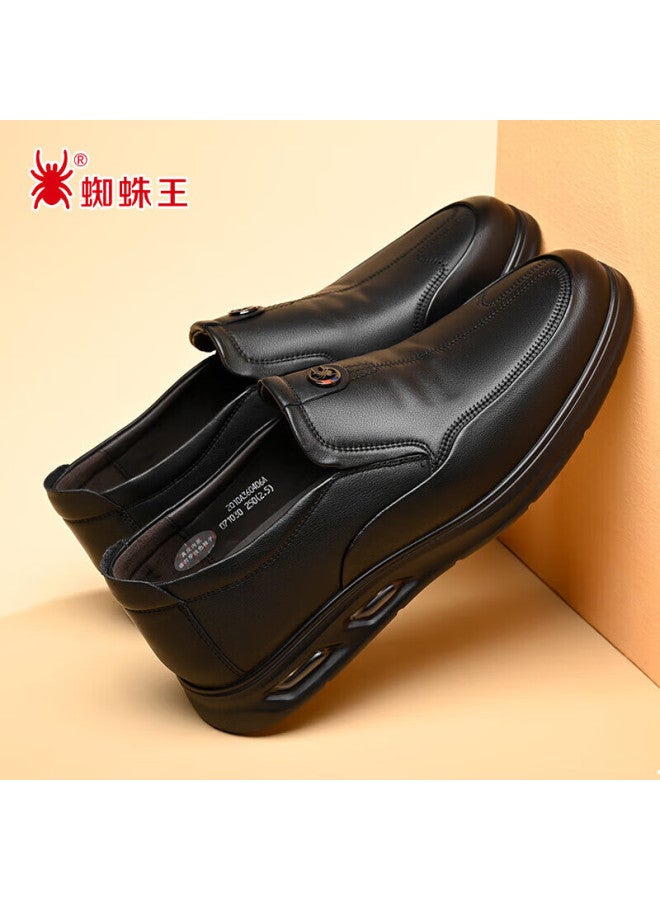 Spider King Men'S Genuine Leather Shoes Fashionable And Versatile Business Casual Shoes Comfortable Slip-On Leather Shoes For Men 360406A Black 42