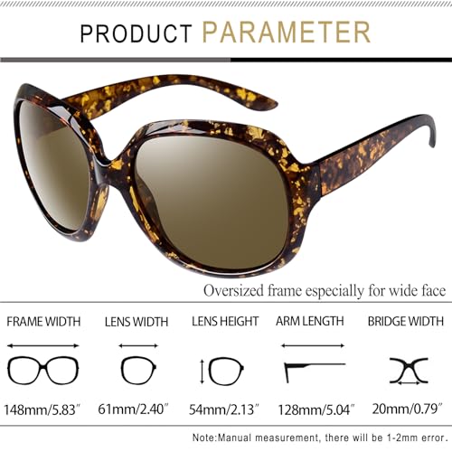 Joopin Tortoise Sunglasses Women Oversized, Large Big Leopard Sun Glasses Polarized, UV Blocking Ladies Brown Lens Sunnies Shades - Image 5
