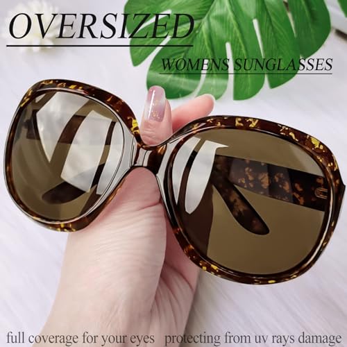Joopin Tortoise Sunglasses Women Oversized, Large Big Leopard Sun Glasses Polarized, UV Blocking Ladies Brown Lens Sunnies Shades - Image 3
