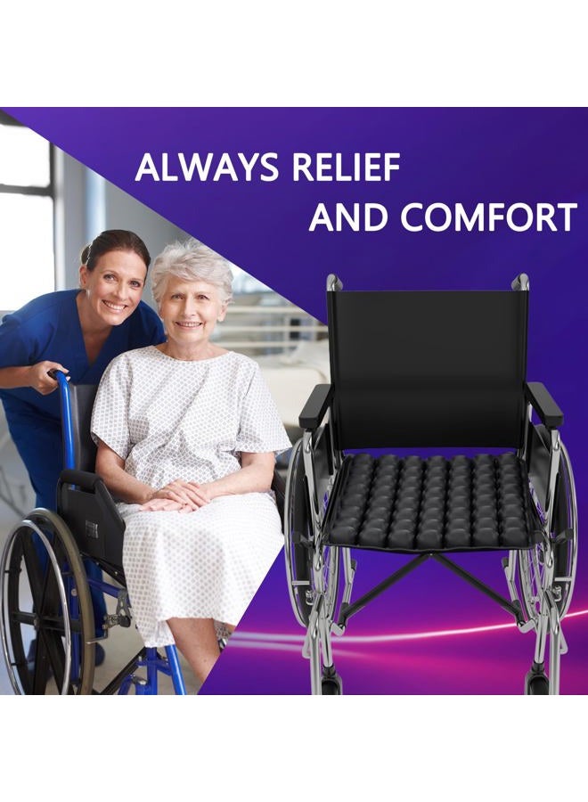 SUNFICON Air Seat Cushion Inflatable Comfort Cushion Portable Car Seat Office Chair Wheelchair Pad Anti Bedsore Orthopedics Pain Pressure Relief Cushion Camping Seat Mat w Pump 18"x16" Black - Image 3