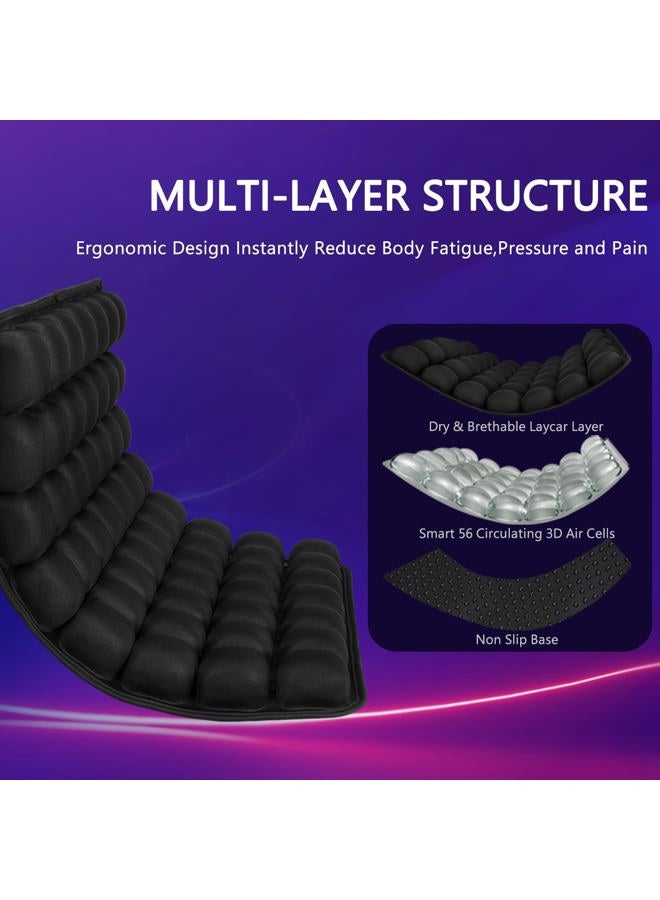 SUNFICON Air Seat Cushion Inflatable Comfort Cushion Portable Car Seat Office Chair Wheelchair Pad Anti Bedsore Orthopedics Pain Pressure Relief Cushion Camping Seat Mat w Pump 18"x16" Black - Image 2