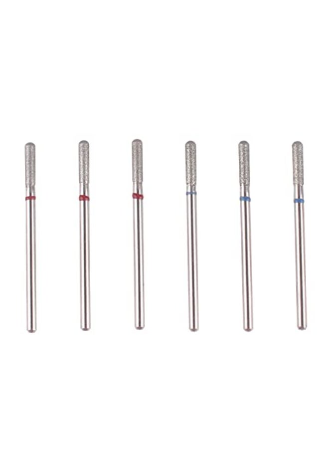 MZCMSL 6pcs Cylinder Cuticle Bits Safety Manicure Drill Bits for Nail Prep 332 Shank Diamond Nail Bits Fine Medium - Image 1