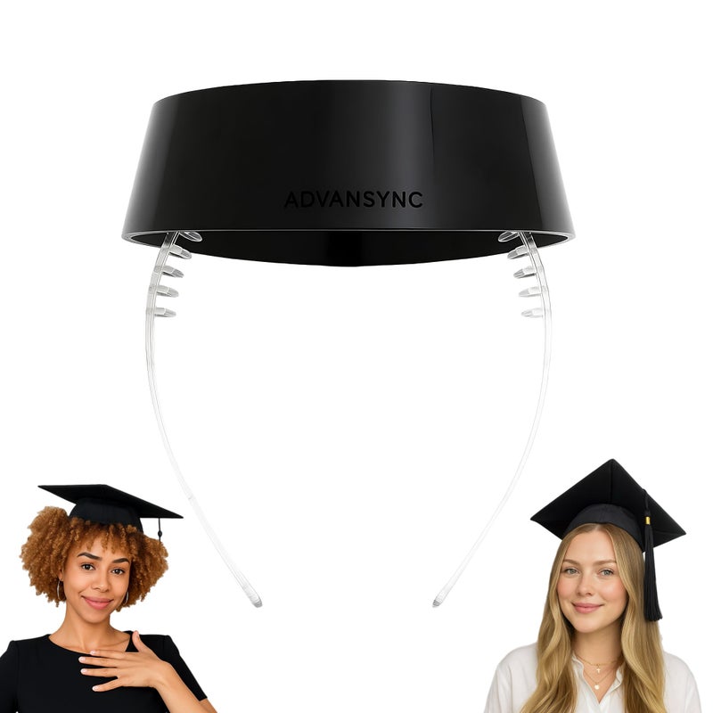 ADVANSYNC GradCapBand DELUXE Graduation Cap Headband (Black and Clear) - Image 1