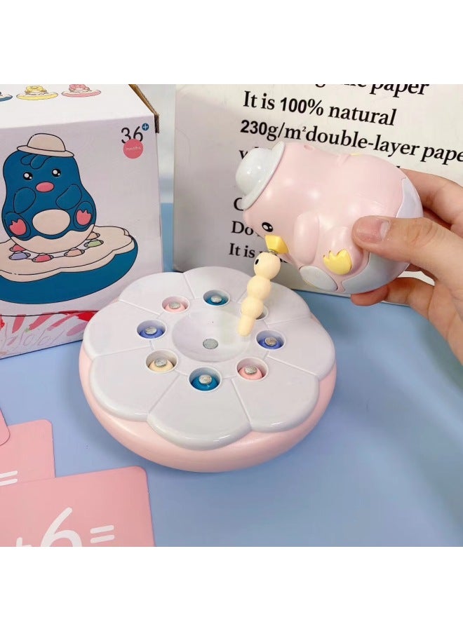 Educational Early Education Enlightenment Digital Card Cute Chicken Catching Insects Tumbler Magnetic Catching Caterpillar Game For Children-Color:Chicken Bug Catching Toy ]  - Image 2